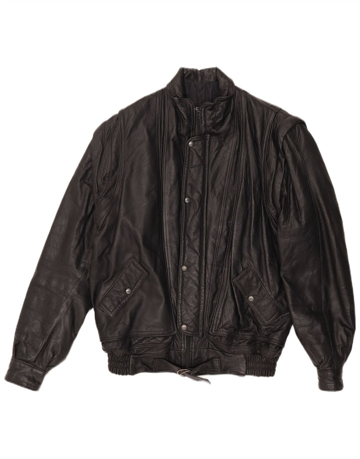 Vintage chaqueta de cuero para hombre Reino Unido 40 cuero negro grande