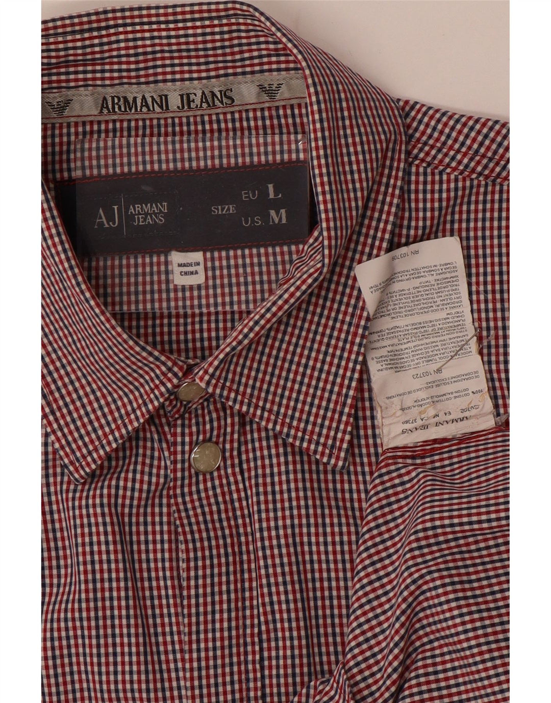 ARMANI JEANS Camisa Hombre Mediana Cuadros Multicolor Algodón