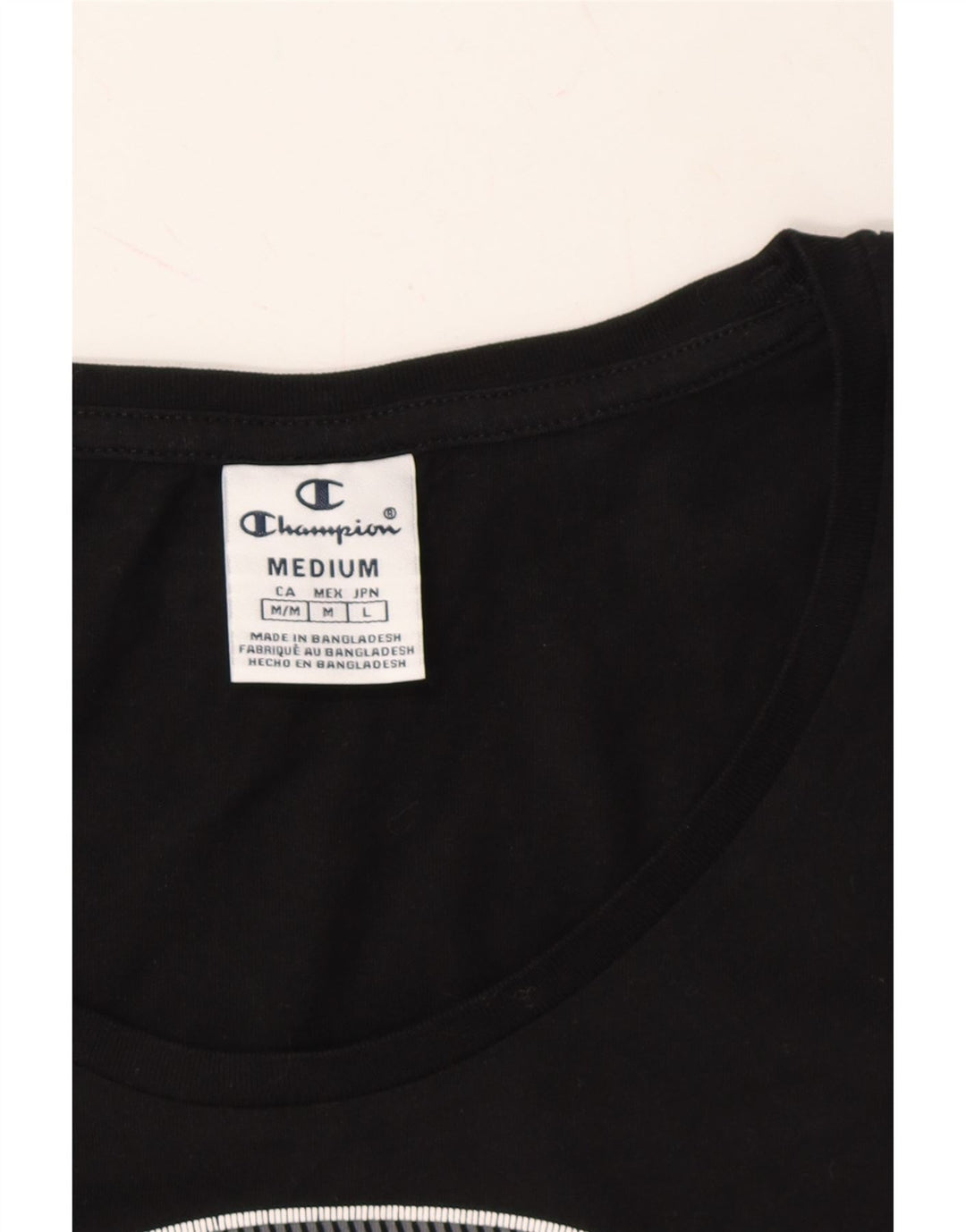 CHAMPION Womens Graphic T-Shirt Top UK 12 Medium Black Vintage Champion and Second-Hand Champion from Messina Hembry 