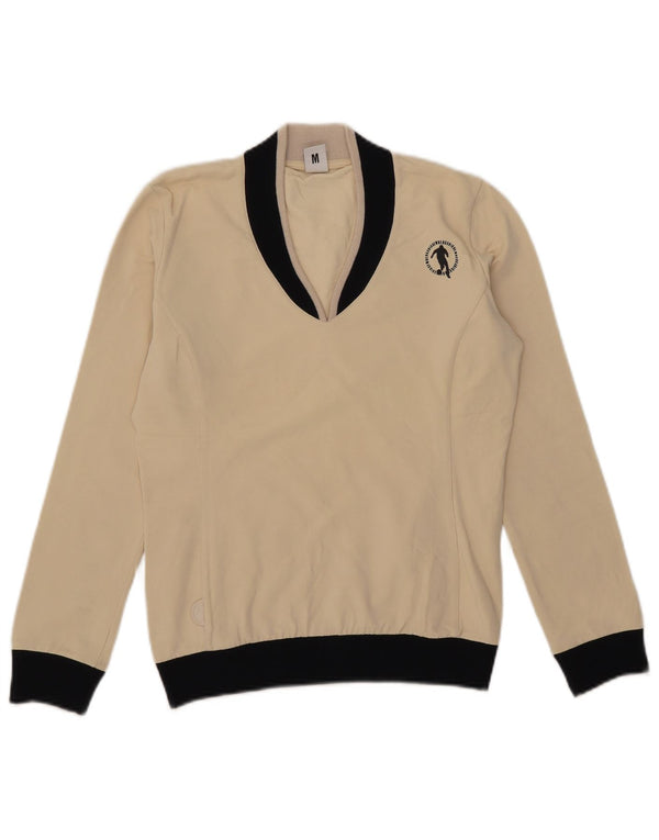 Bikkembergs Suéter tipo jersey con cuello en V para mujer UK 12 Medium Off White Colourblock