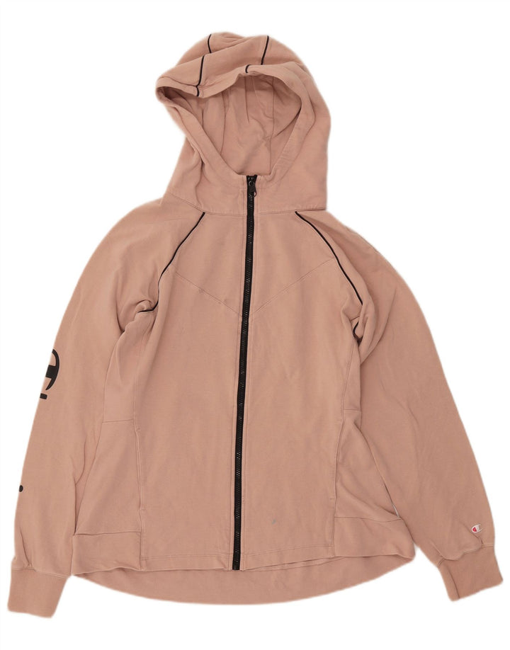CHAMPION Suéter con capucha y cremallera gráfica para mujer UK 18 XL Rosa