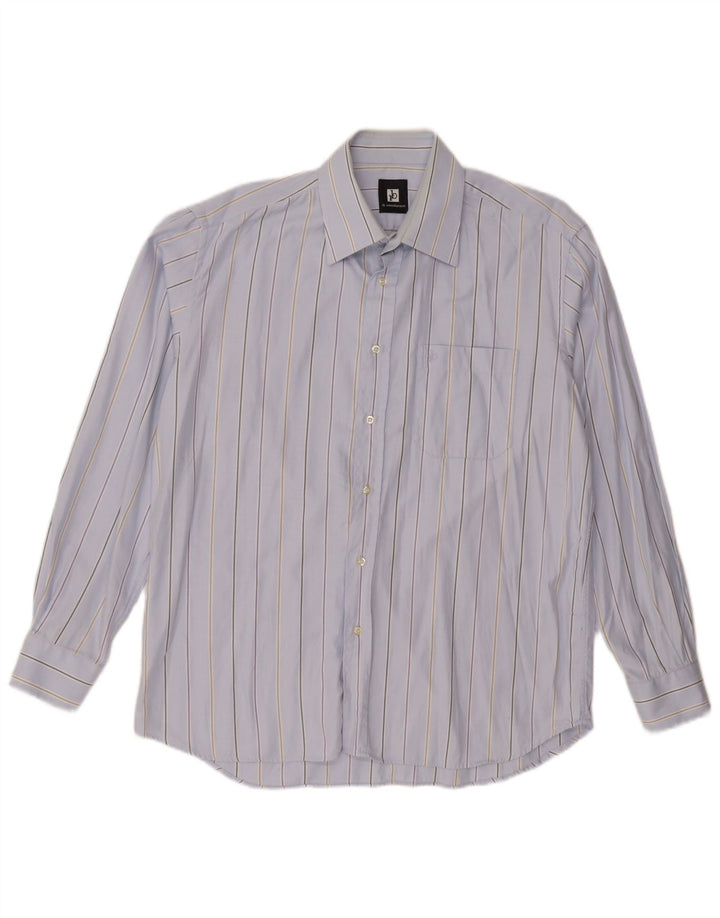 Roccobarocco Camisa para hombre Talla 42 16 1/2 Grande Azul Rayas