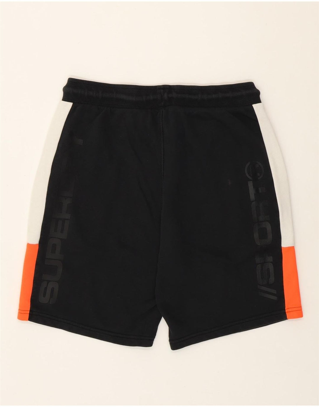 SUPERDRY Hombre Shorts deportivos con estampado grande de algodón color block negro