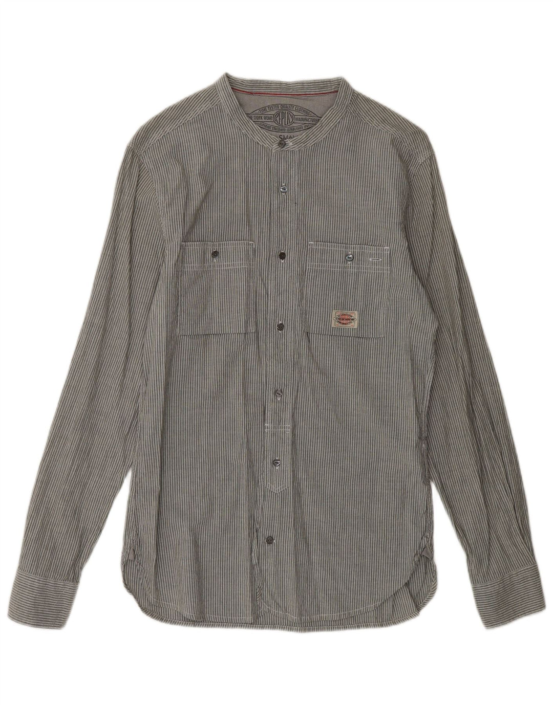 REPLAY Camisa Hombre Small Gris Rayas Algodón