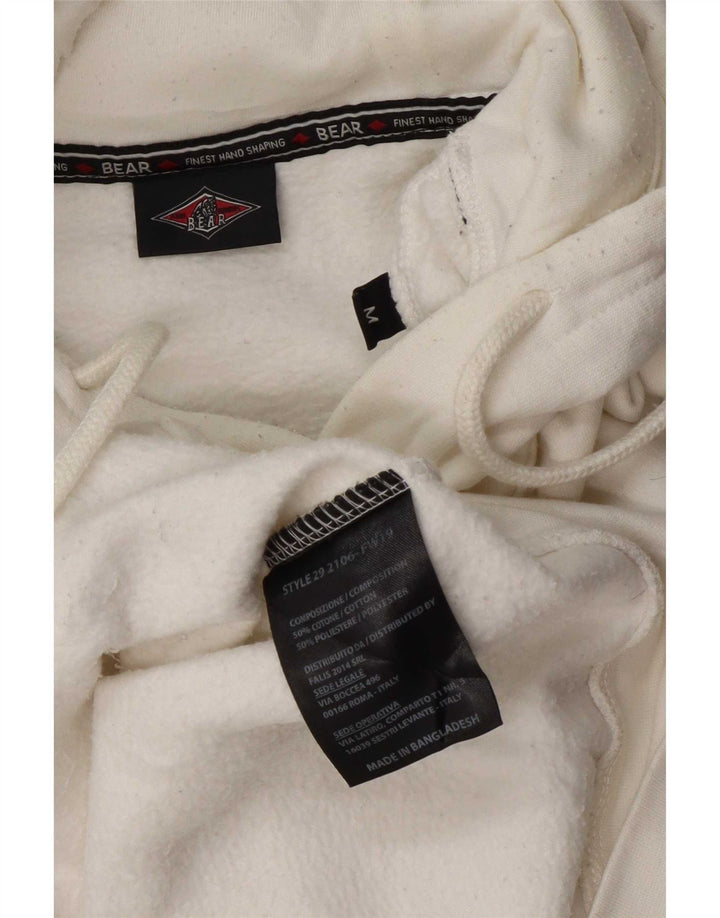 Jersey con capucha y estampado gráfico de oso para hombre Algodón blanco mediano