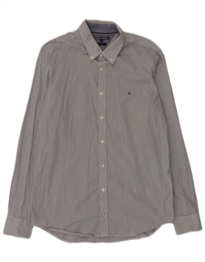 TOMMY HILFIGER Camisa de hombre grande azul a rayas de algodón