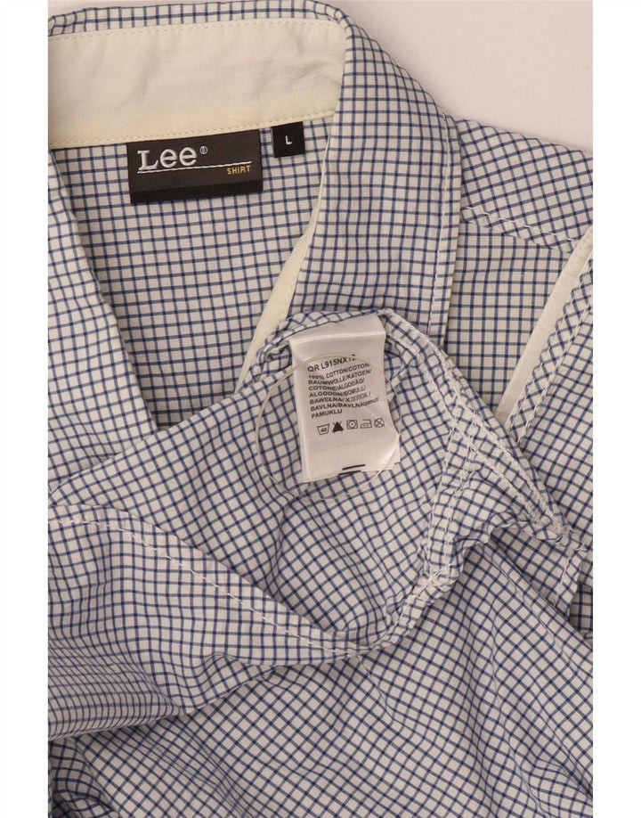 Camisa Lee para hombre de algodón a cuadros azules grandes