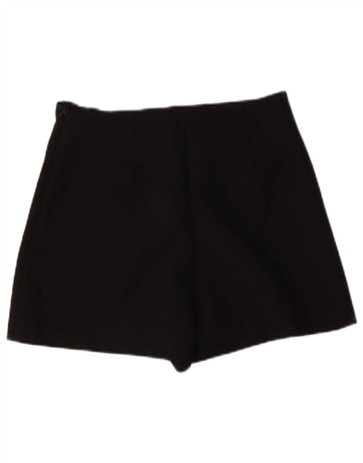 Zara Mujer Shorts Casuales Pequeño W26 Poliéster Negro