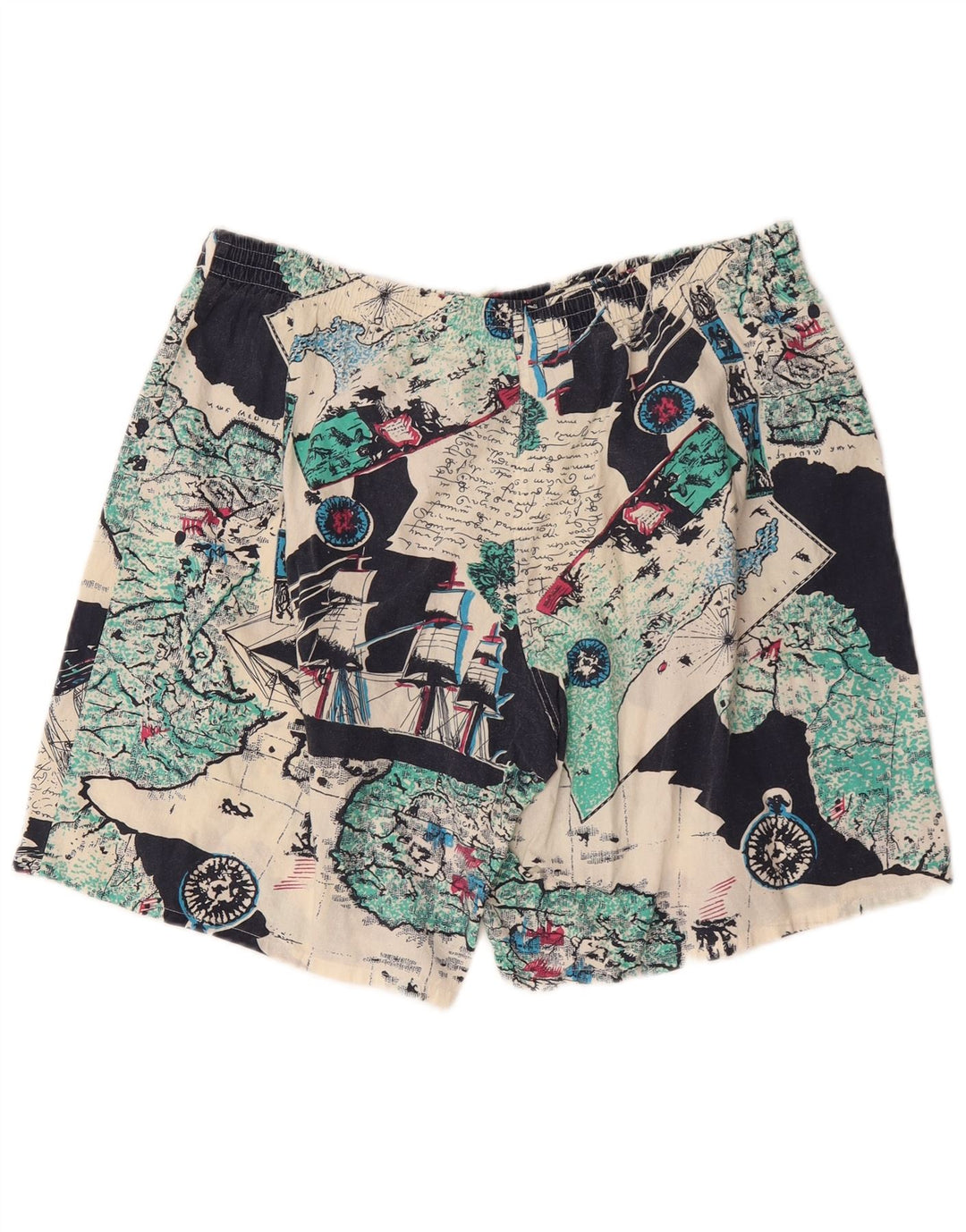 Vintage hombres patrón abstracto pantalones cortos de natación IT 54 XL algodón multicolor