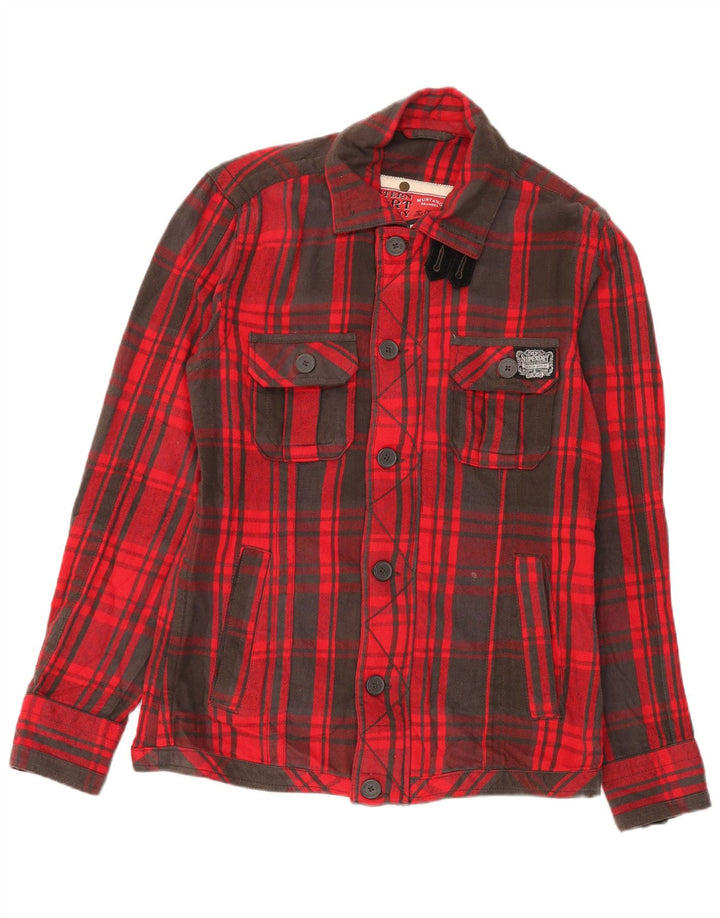 Superdry Chaqueta utilitaria para hombre UK 42 XL Algodón a cuadros rojos