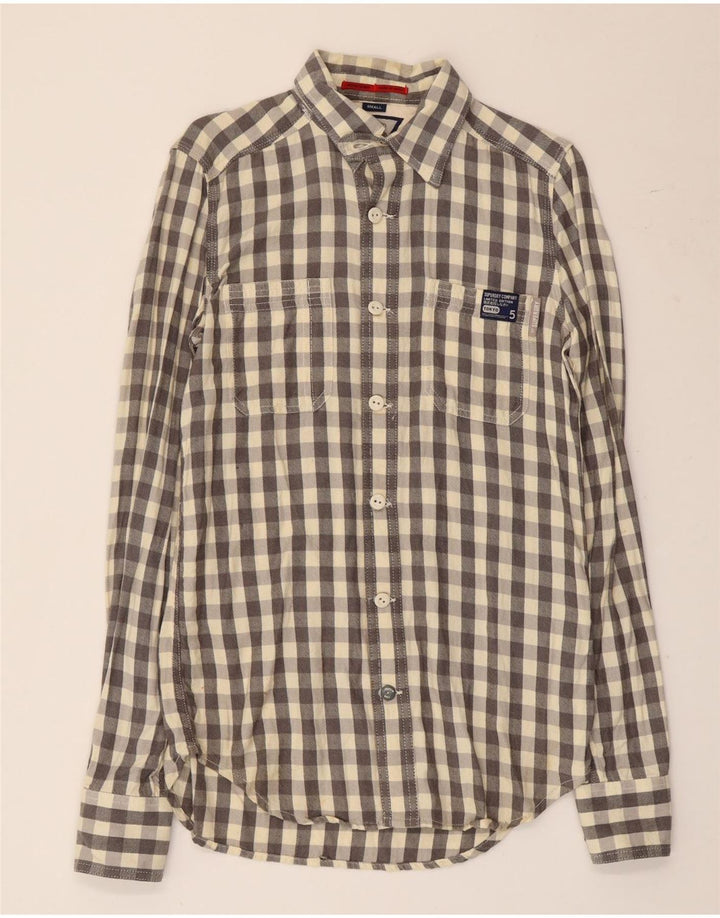 Superdry Camisa De Franela De Algodón A Cuadros Gris Pequeño Para Hombre