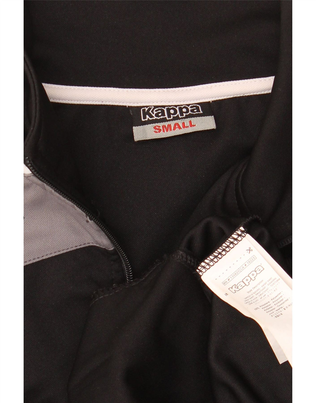 KAPPA Mens Graphic Zip Neck Sudadera Jumper Small Black Colorblock