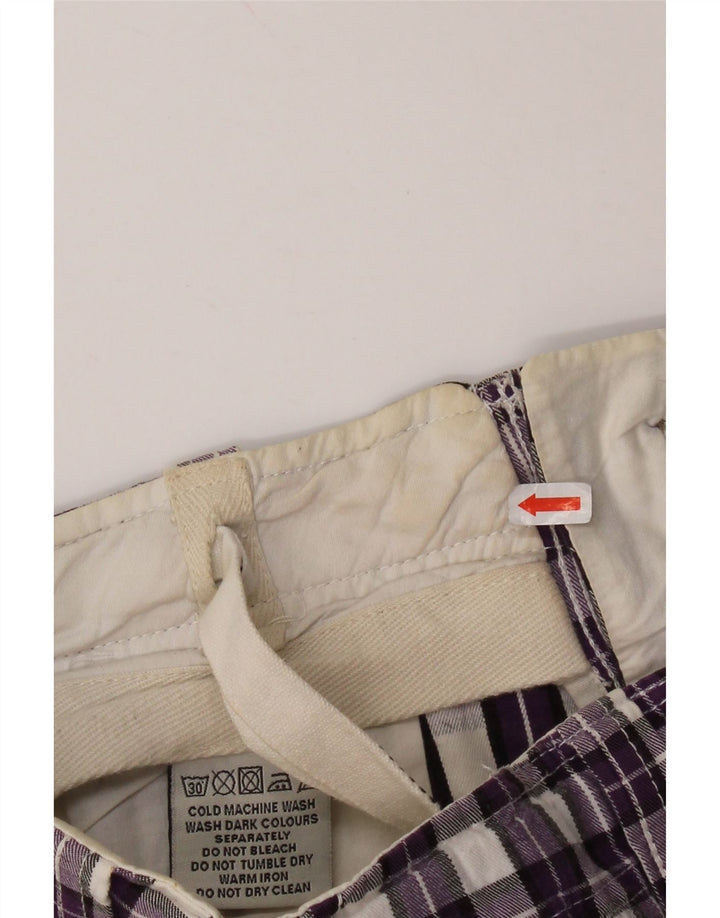 SUPERDRY Pantalones cortos chinos para hombre grandes W36 algodón a cuadros morados