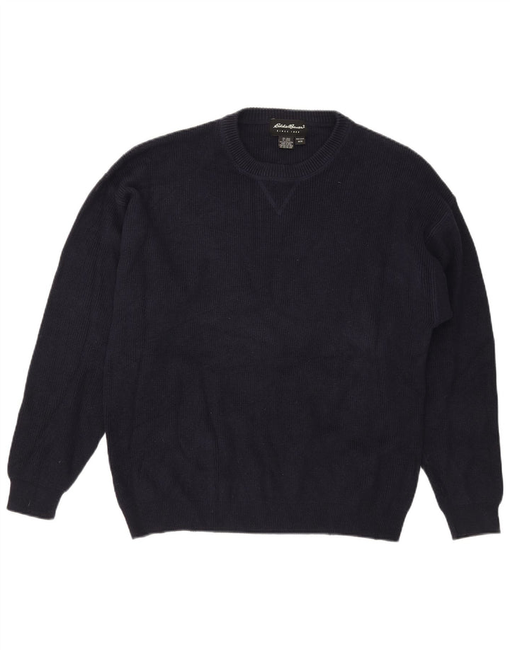 Eddie Bauer Jersey de cuello redondo para hombre, jersey de algodón azul marino mediano