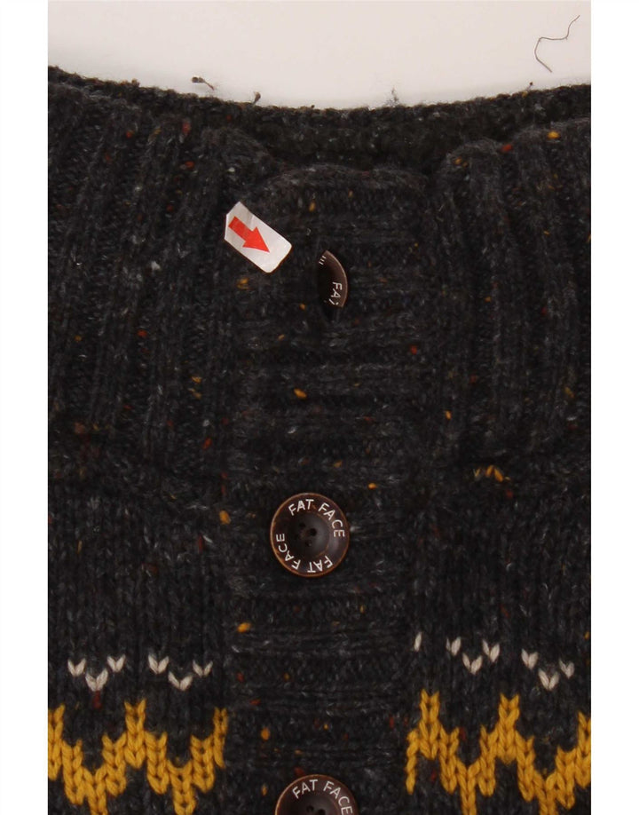 Jersey de hombre con cuello abotonado de lana Fair Isle en gris medio de Fat Face