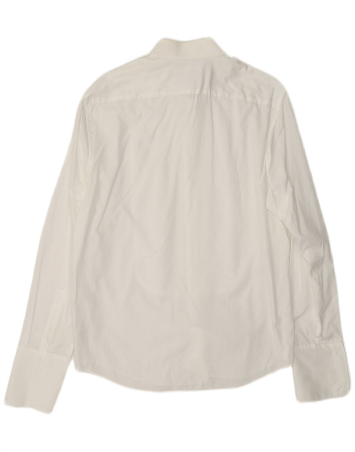 PIERRE CARDIN Camisa formal para hombre Talla 16 Algodón a rayas blancas grandes