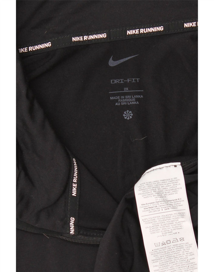 Nike Mens Running Zip Neck Top Manga Larga 2XL Negro Poliéster