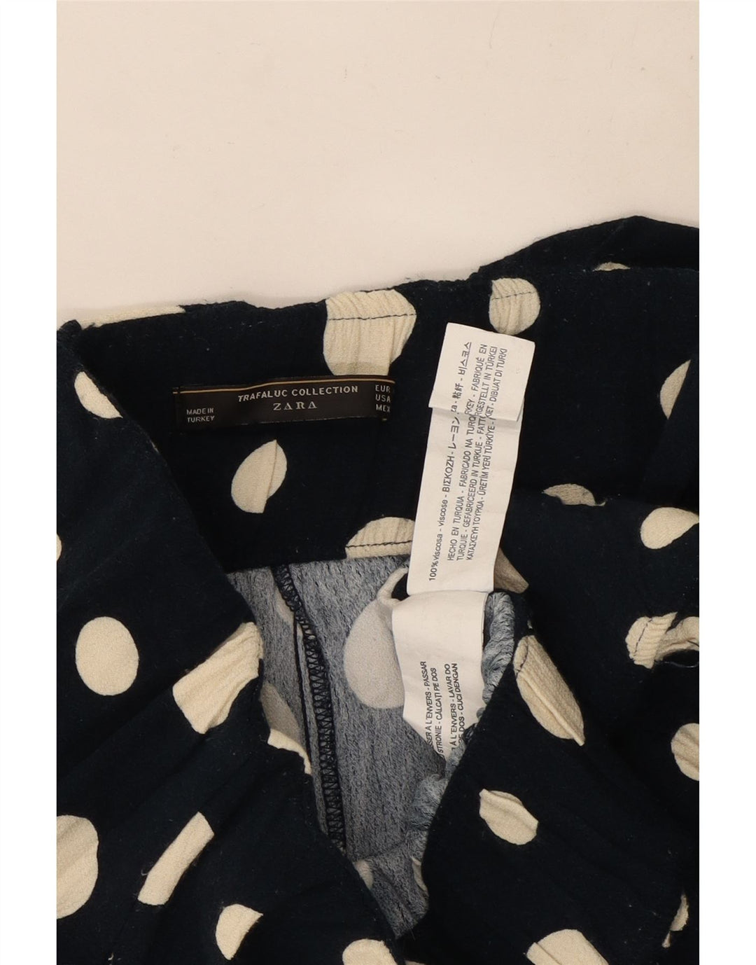 Zara Mujer Shorts Casuales Large W32 Viscosa De Lunares Negros