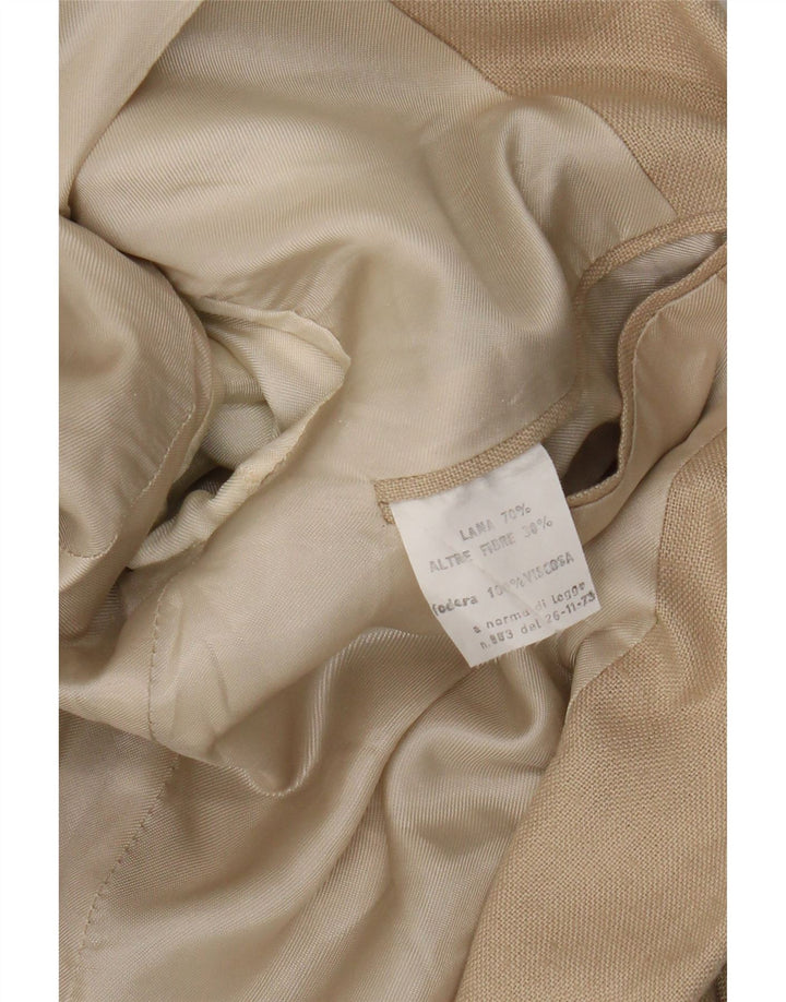 Vintage hombres doble pecho Blazer chaqueta Reino Unido 36 pequeña lana marrón