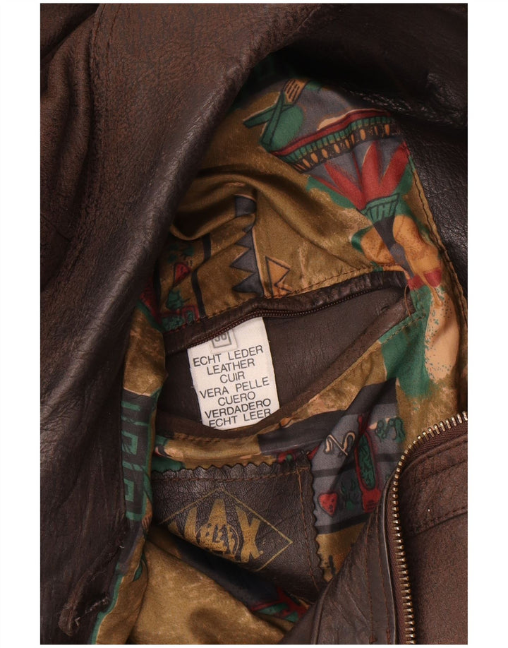 Vintage hombres bombardero chaqueta de cuero IT 56 3XL cuero marrón