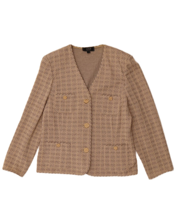 Liola Chaqueta Blazer de Manga 3/4 con 3 Botones para Mujer UK 46 Grande Algodón Beige