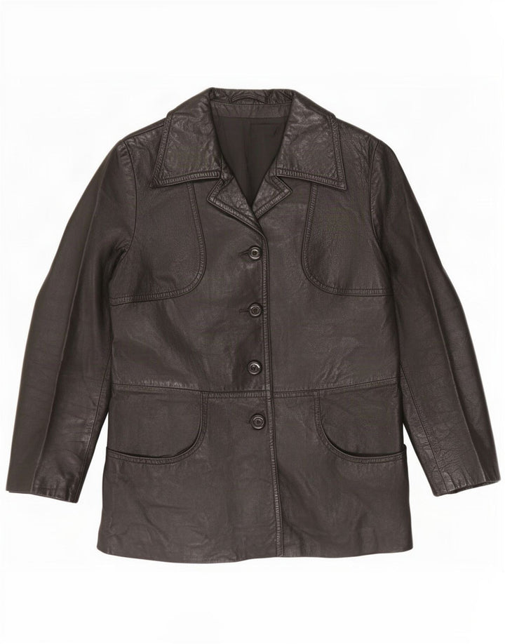 Vintage mujer chaqueta de cuero Reino Unido 10 pequeño negro