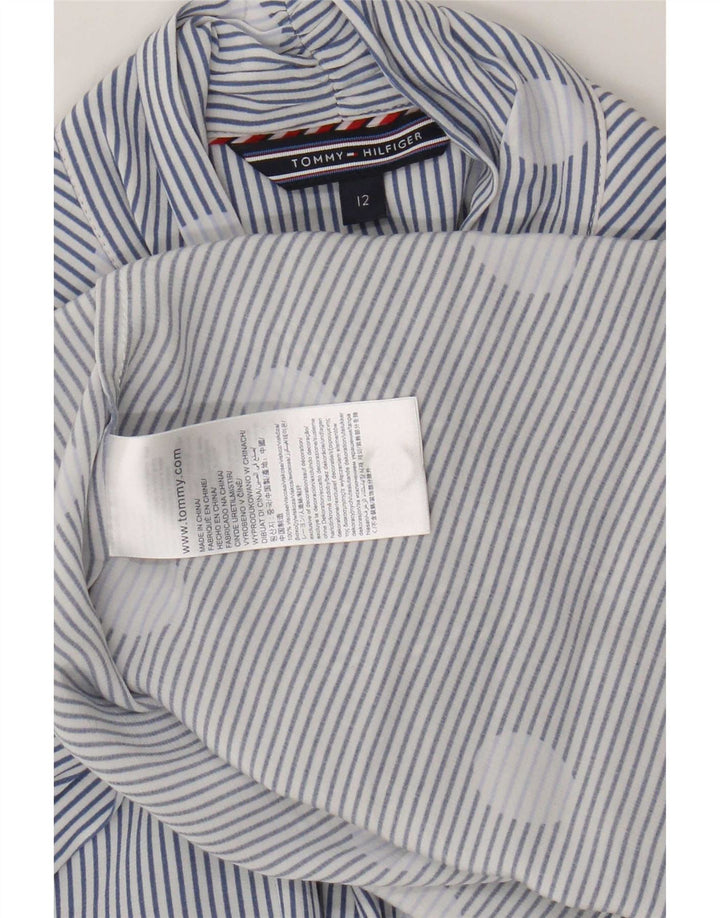 Tommy Hilfiger Blusa con lazo frontal para mujer US 12 grande con lunares azules