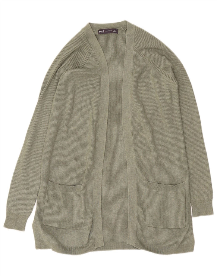Marks & Spencer Suéter tipo cárdigan abierto para mujer UK 10 Small Green Viscosa