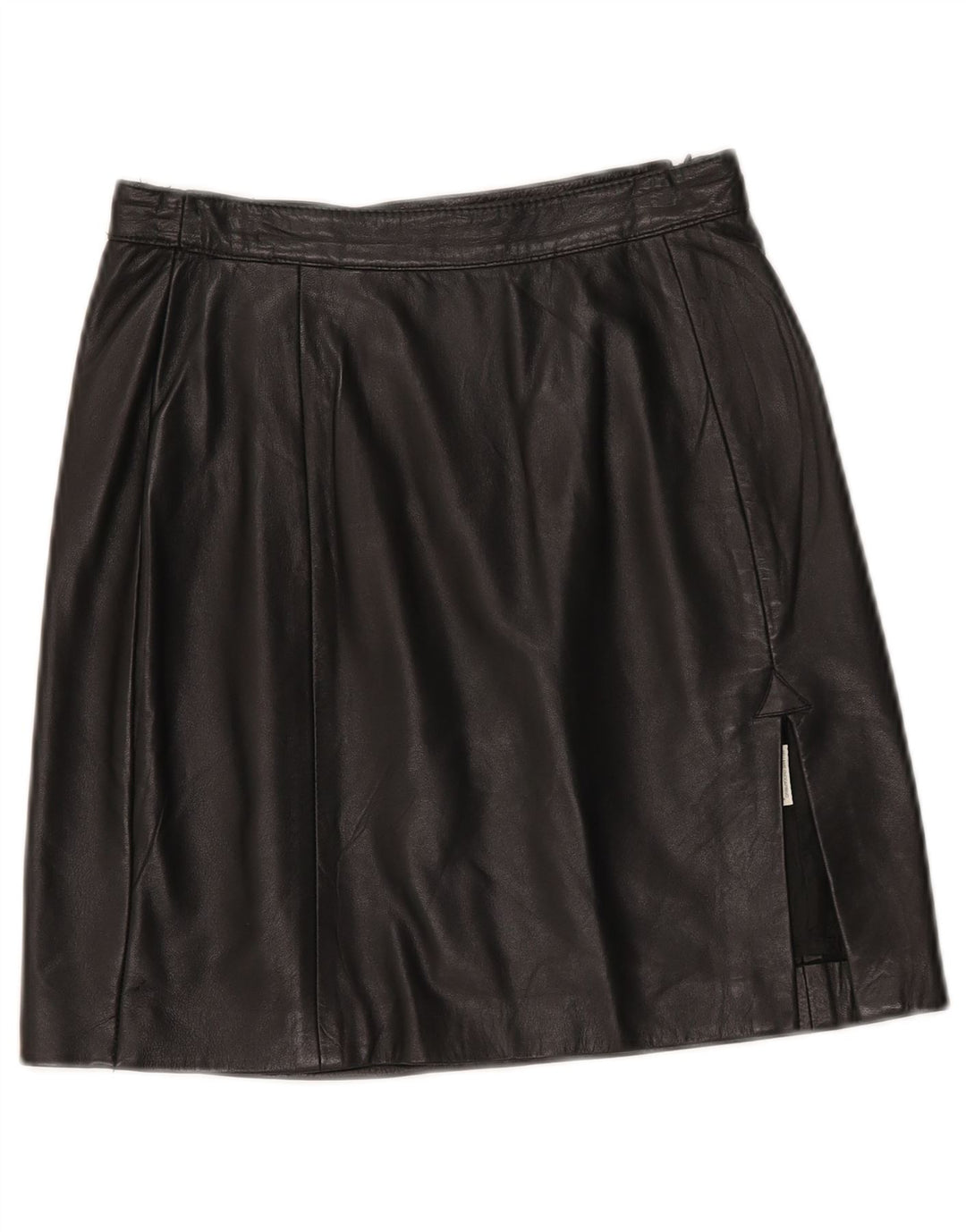 Vintage mujer mini falda de cuero W24 XS negro