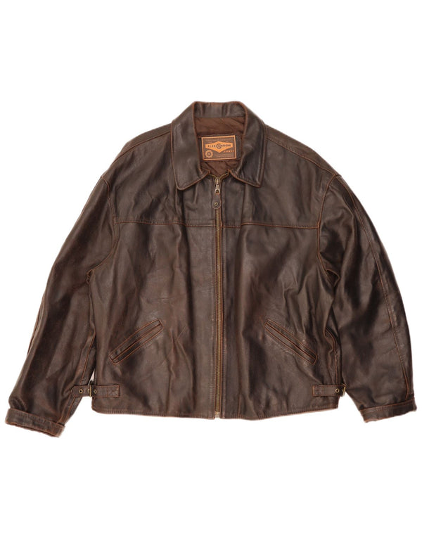 Alan Gordon Chaqueta de cuero para hombre UK 42 XL Cuero marrón