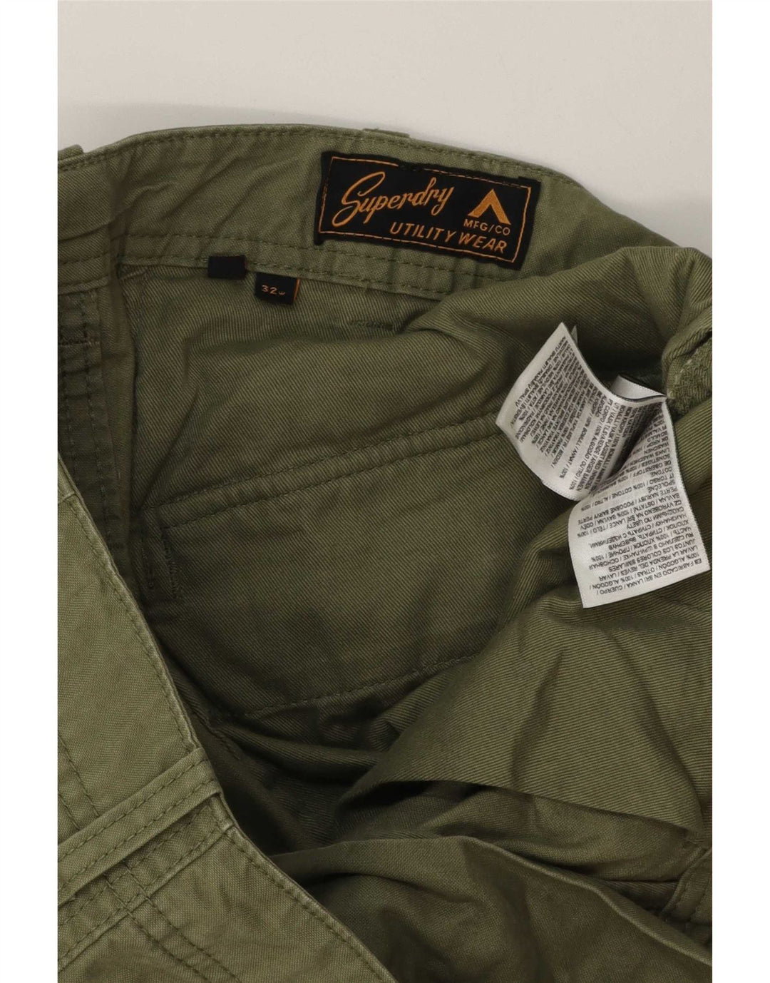 Superdry Shorts Cargo Hombre W32 Algodón Verde Medio