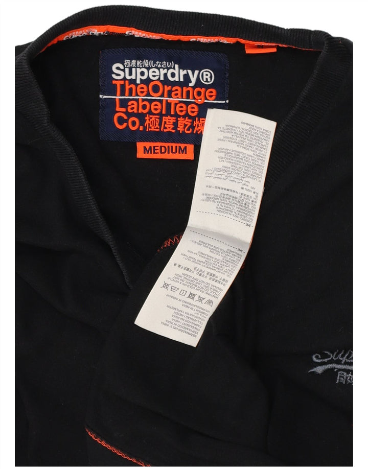 SUPERDRY Hombre Camiseta Top Medium Negro Algodón