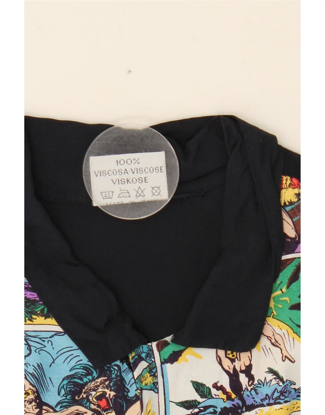 Camisa de manga corta con gráfico de Tarzán para hombre Lemon Patchwork azul marino grande
