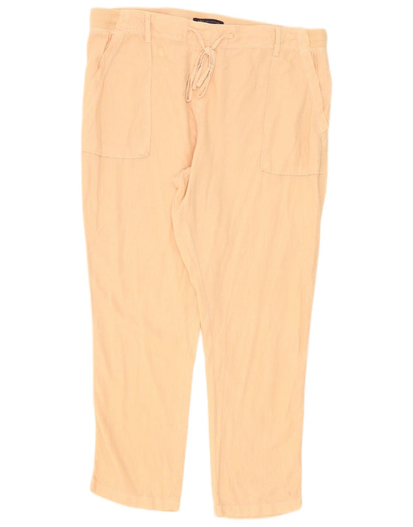Marks & Spencer Pantalones informales ajustados para mujer UK 40 Large W36 L28 Lino rosa