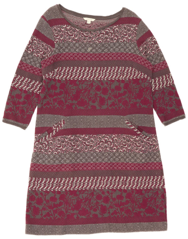 White Stuff Vestido tipo jersey de manga 3/4 para mujer UK 44 Grande Borgoña Floral
