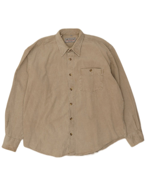 Camisa Vintage Hombre Pana Talla 43/44 XL Algodón Beige