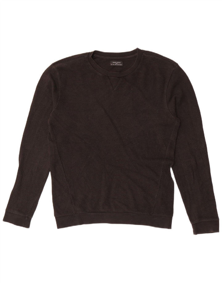 Zara Hombre Jersey Cuello Redondo Jersey Grande Algodón Negro