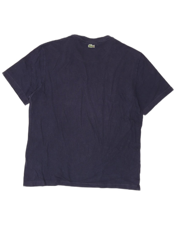 Lacoste Camiseta gráfica de ajuste regular para hombre talla 5 grande algodón azul marino