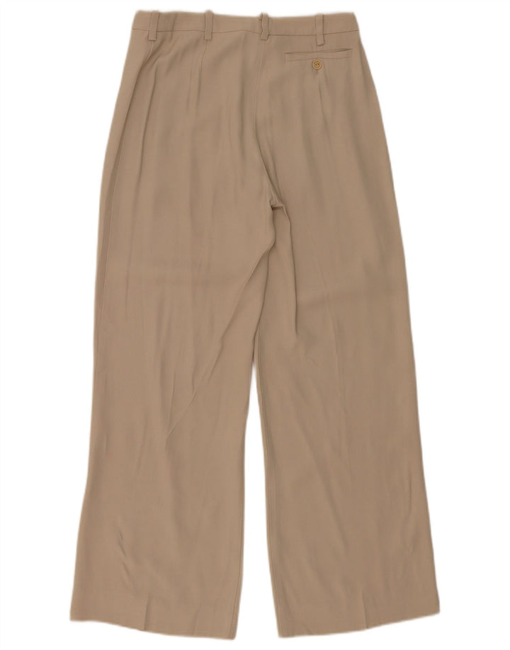 MAX & CO. Pantalones casuales de pierna ancha para mujer UK 8 Small W26 L28 Acetato beige