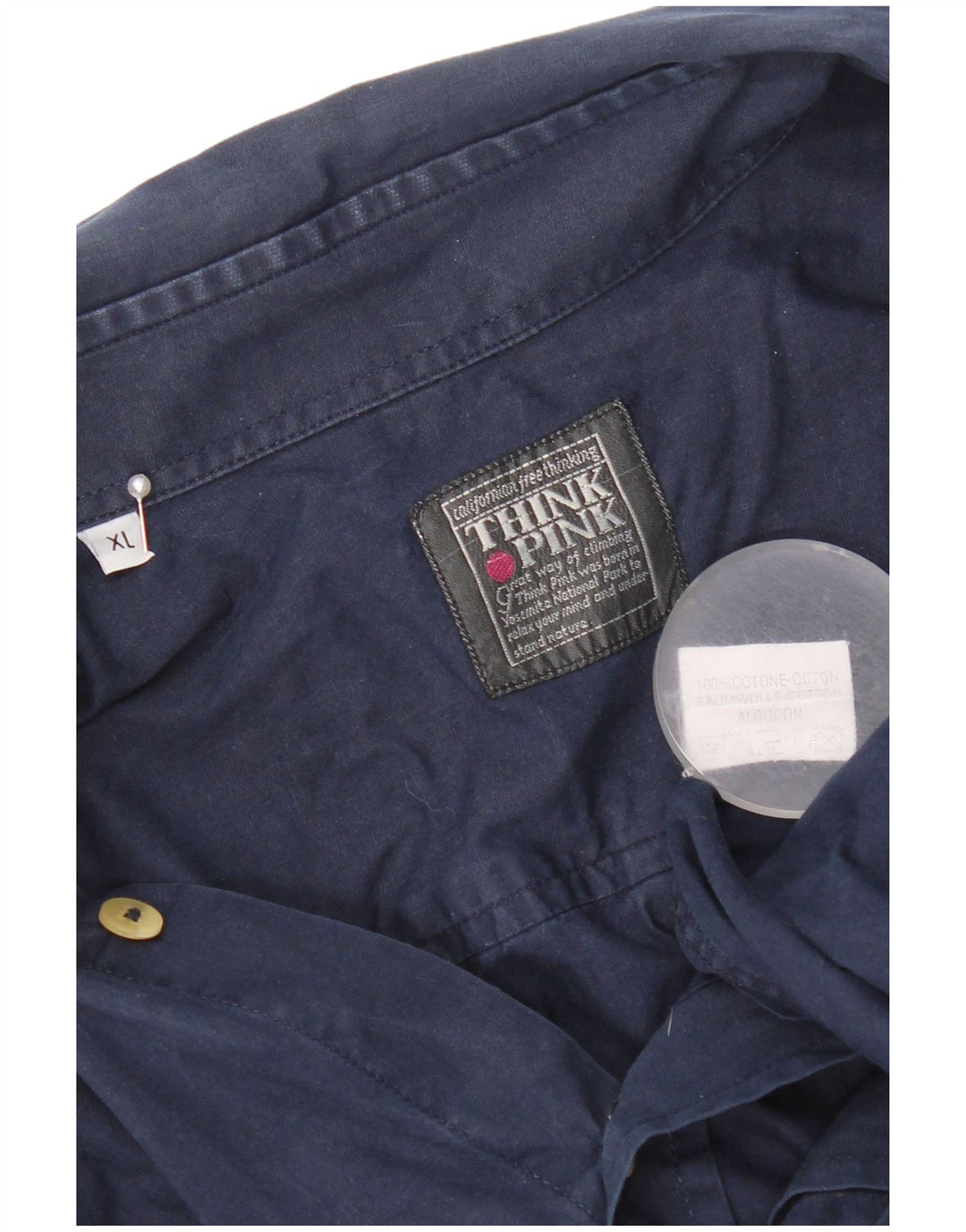 Think Pink Camisa Hombre XL Azul Marino Algodón
