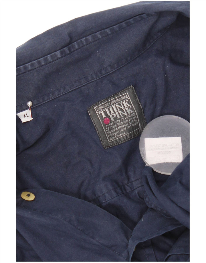 Think Pink Camisa Hombre XL Azul Marino Algodón