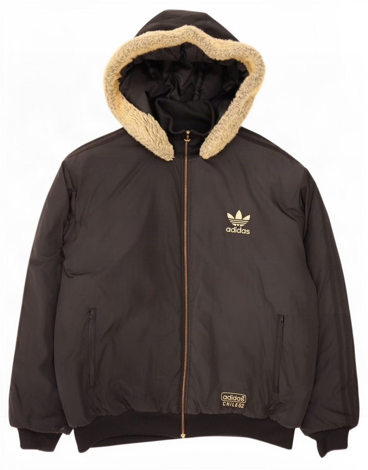 Adidas Chaqueta acolchada con capucha para hombre UK 42 XL Poliéster negro