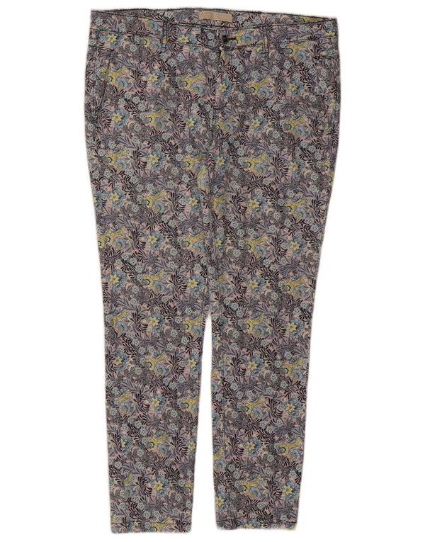 Zara Pantalón chino ajustado para mujer EU 42 Large W32 L27 Multicolor Floral