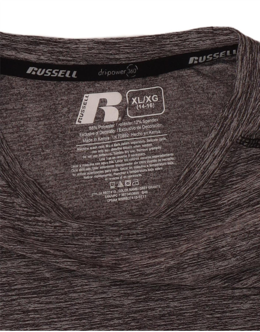 RUSSELL ATHLETIC Boys Top Long Sleeve 14-15 Years XL Grey Polyester