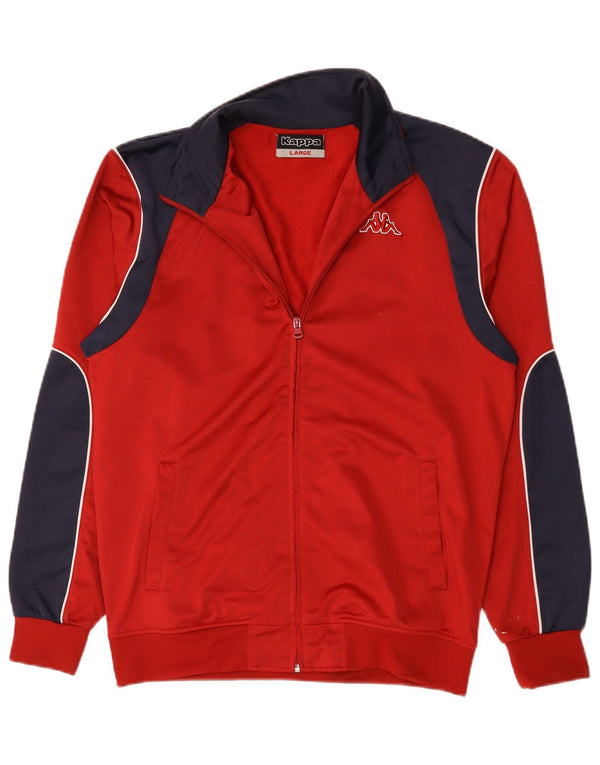 Kappa Hombre Chándal Top Chaqueta Grande Rojo Colorblock Poliéster