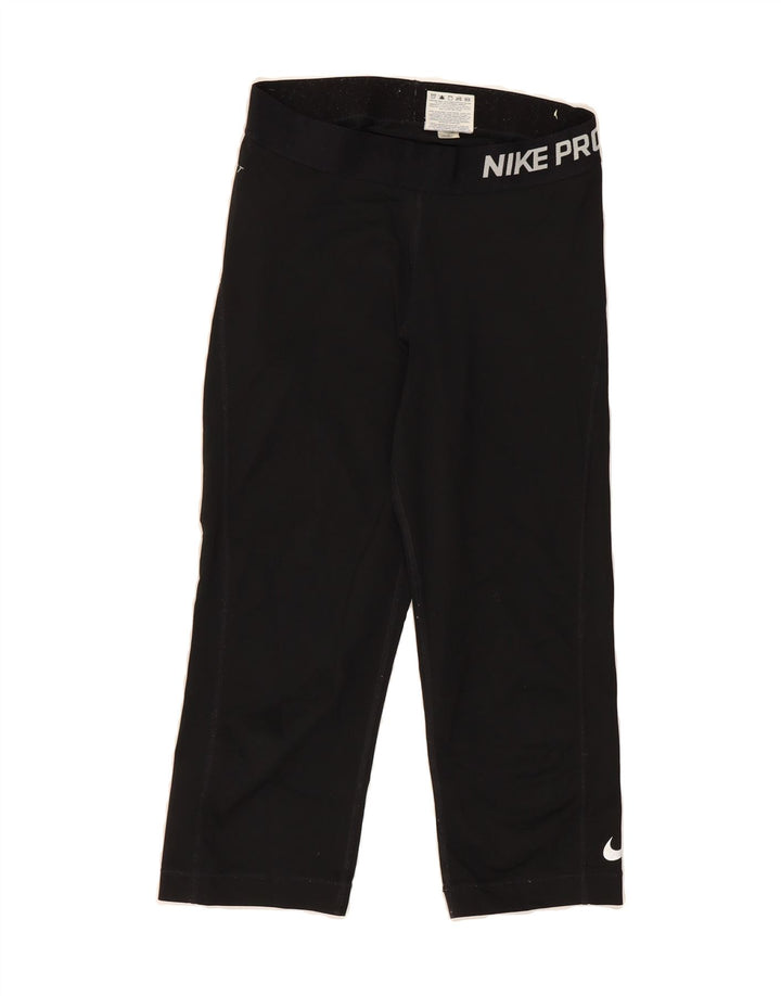 NIKE Womens Dri Fit Graphic Tracksuit Trousers UK 8 Small  Black Polyester Vintage Nike and Second-Hand Nike from Messina Hembry 