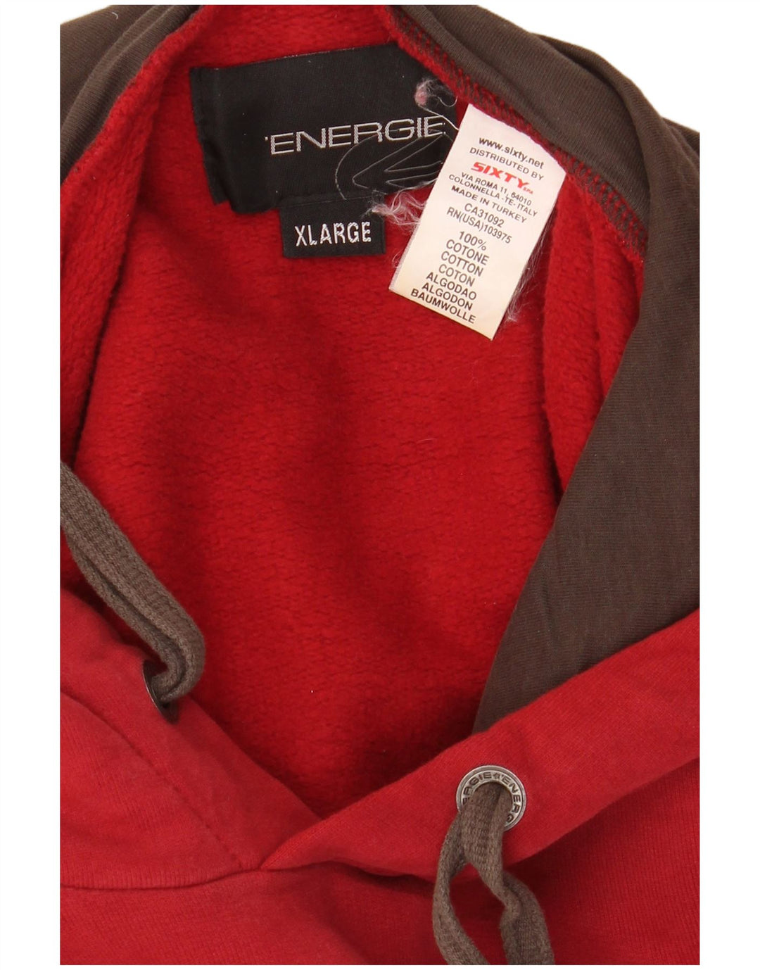ENERGIE Jersey con capucha gráfico para hombre XL Algodón rojo