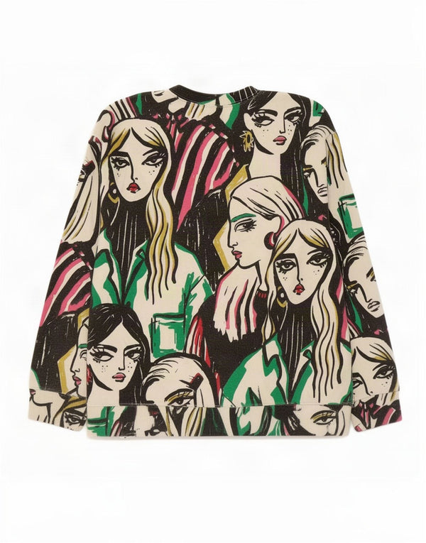 Zara Mujer Sudadera Gráfica Jumper UK 40 Medium Multicolor