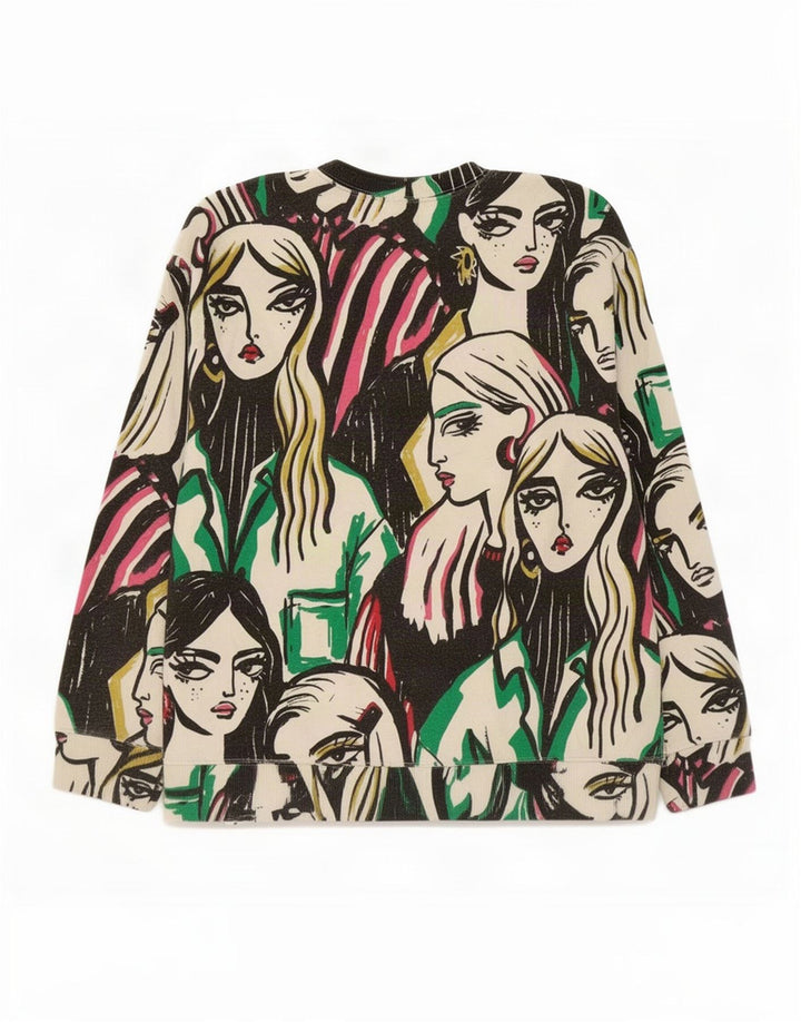 Zara Mujer Sudadera Gráfica Jumper UK 40 Medium Multicolor