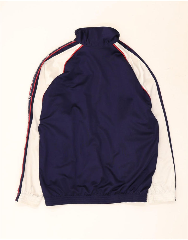 Vintage hombres gráfico chándal top chaqueta medio azul marino colorblock